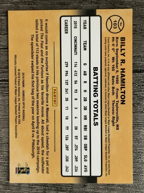 2016 Donruss Optic #103 Billy Hamilton