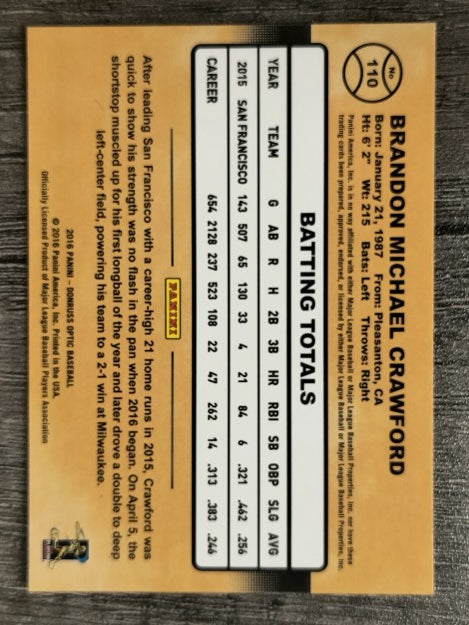 2016 Donruss Optic #110 Brandon Crawford
