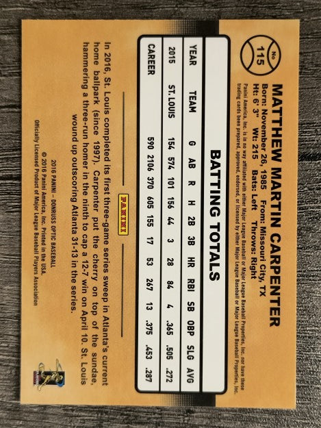 2016 Donruss Optic #115 Matt Carpenter