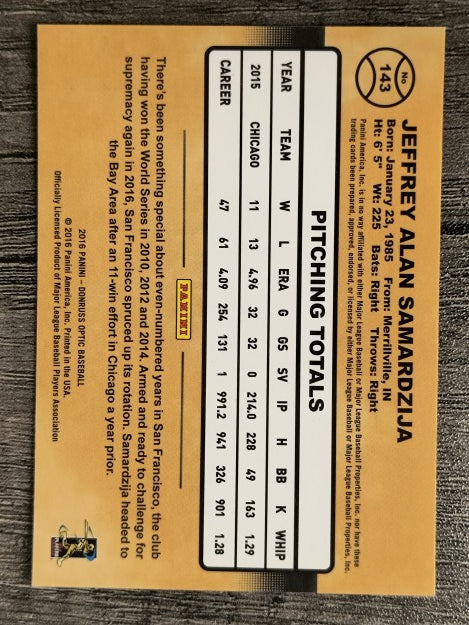 2016 Donruss Optic #143 Jeff Samardzija