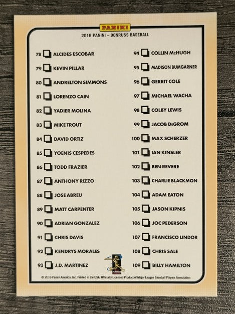 2016 Donruss #194 Checklist