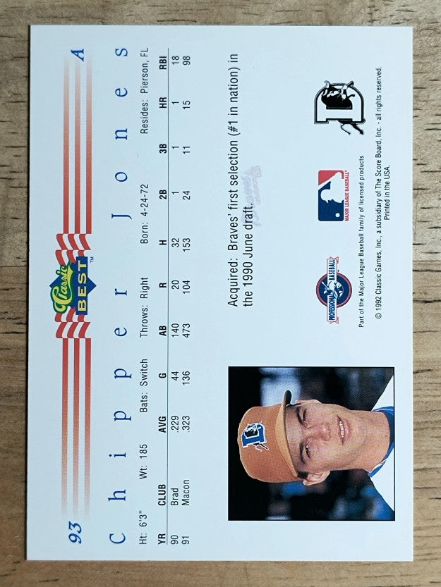 1992 Classic/Best #93 Chipper Jones