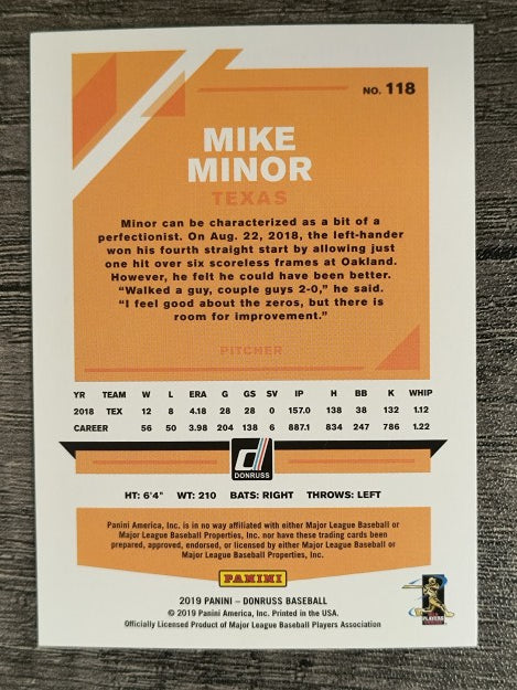 2019 Donruss #118 Mike Minor