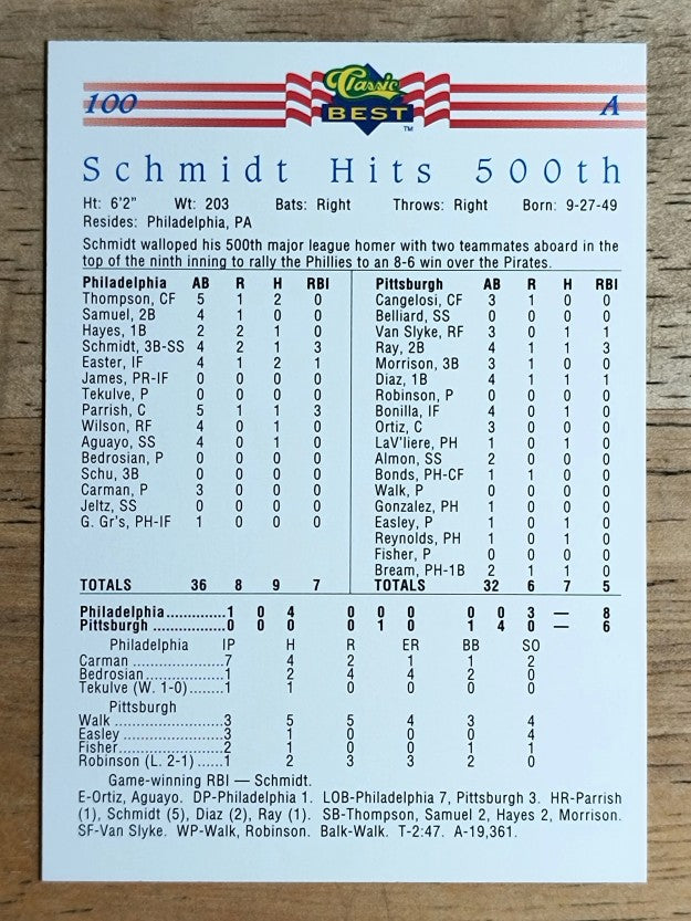 1992 Classic/Best #100 Mike Schmidt