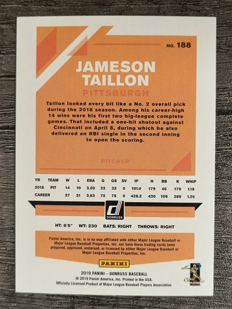 2019 Donruss #188 Jameson Taillon