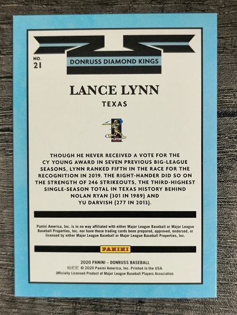 2020 Donruss #21 Lance Lynn DK