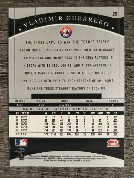 2001 Donruss Classics #25 Vladimir Guerrero