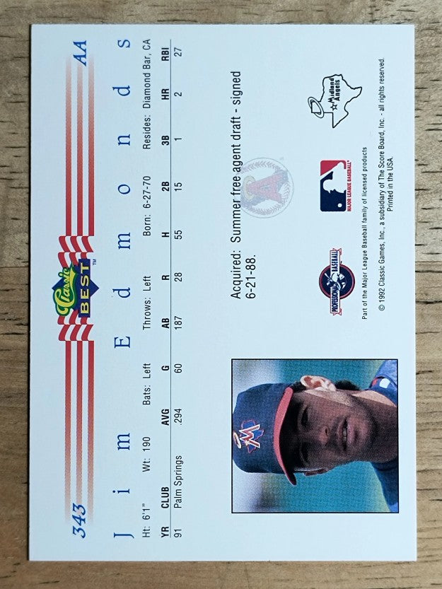1992 Classic/Best #343 Jim Edmonds