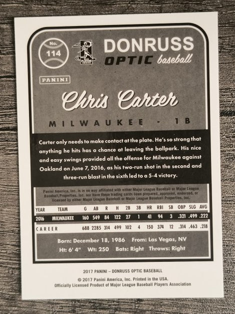 2017 Donruss Optic #114 Chris Carter