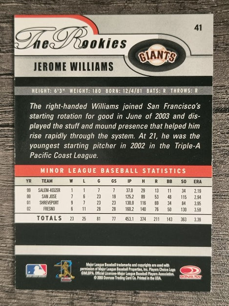 2003 Donruss Rookies #41 Jerome Williams