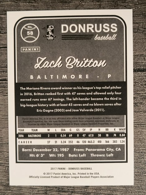 2017 Donruss #58 Zach Britton