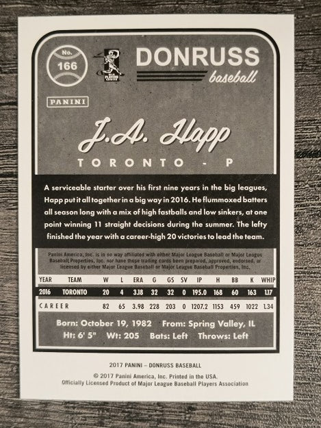 2017 Donruss #166 J.A. Happ