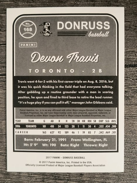 2017 Donruss #168 Devon Travis