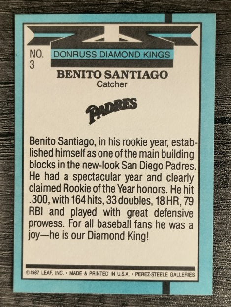 1988 Donruss #3 Benito Santiago DK