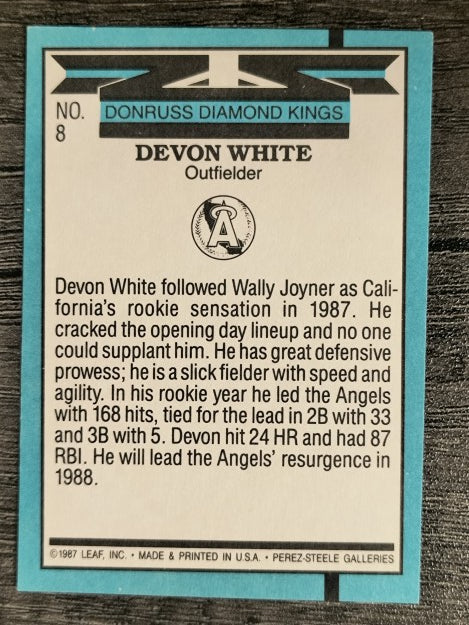 1988 Donruss #8 Devon White DK