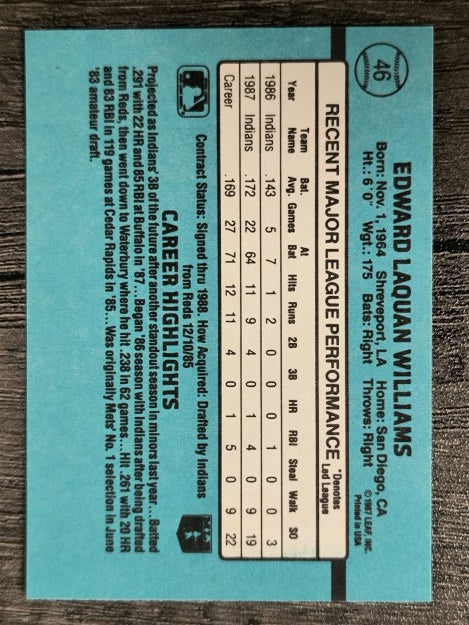 1988 Donruss #46 Eddie Williams RC