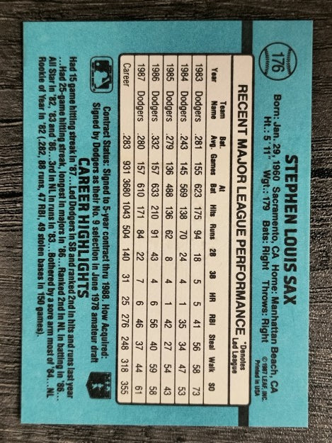 1988 Donruss #176 Steve Sax