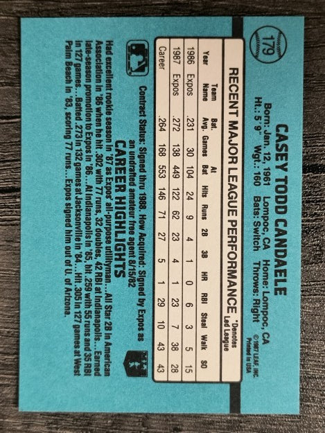 1988 Donruss #179 Casey Candaele