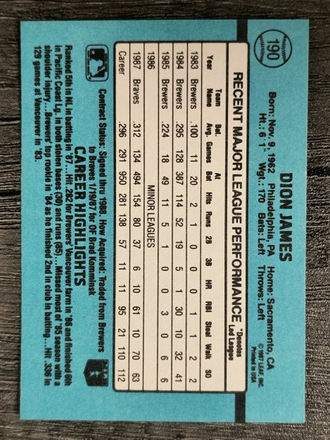 1988 Donruss #190 Dion James
