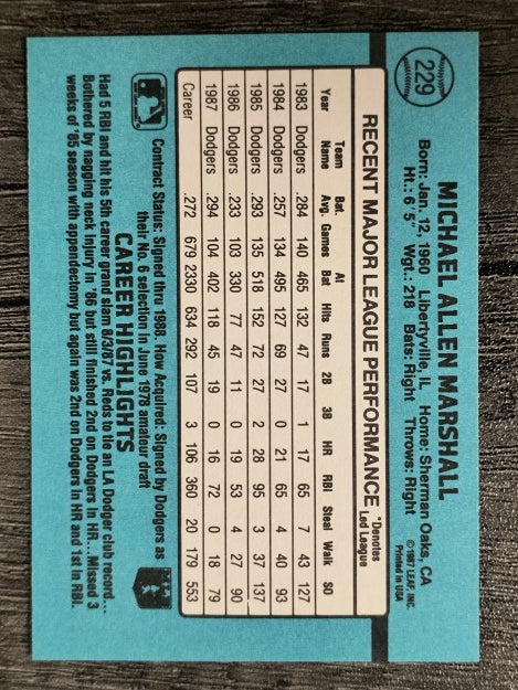 1988 Donruss #229 Mike Marshall