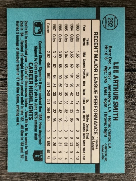 1988 Donruss #292 Lee Smith