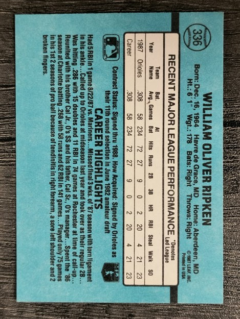 1988 Donruss #336 Bill Ripken RC