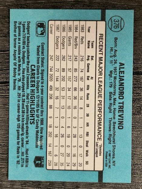 1988 Donruss #376 Alex Trevino