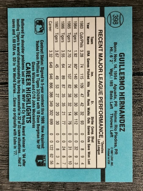 1988 Donruss #398 Willie Hernandez