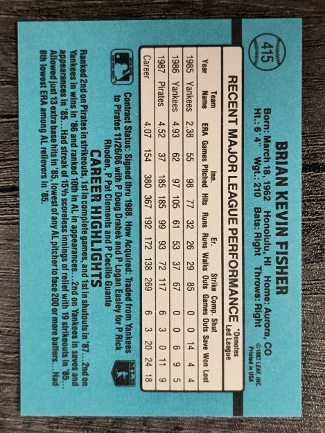 1988 Donruss #415 Brian Fisher