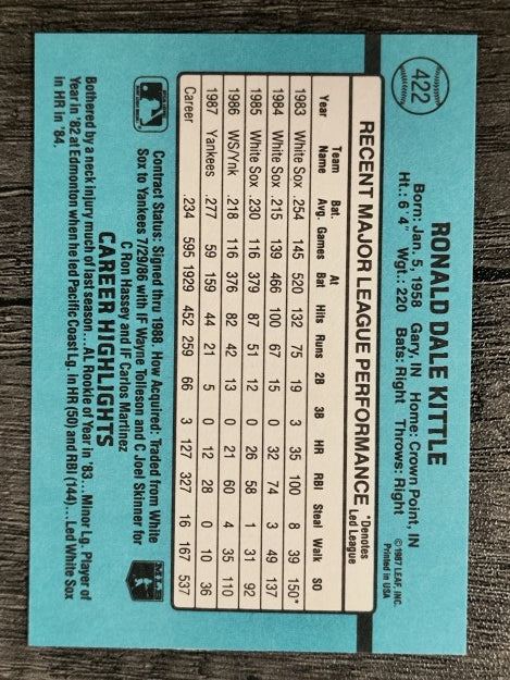 1988 Donruss #422 Ron Kittle