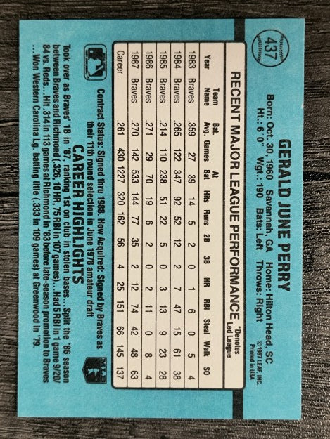 1988 Donruss #437 Gerald Perry