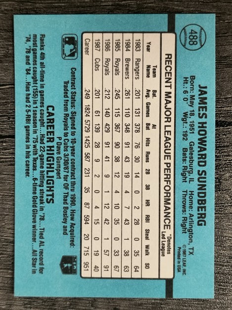 1988 Donruss #488 Jim Sundberg