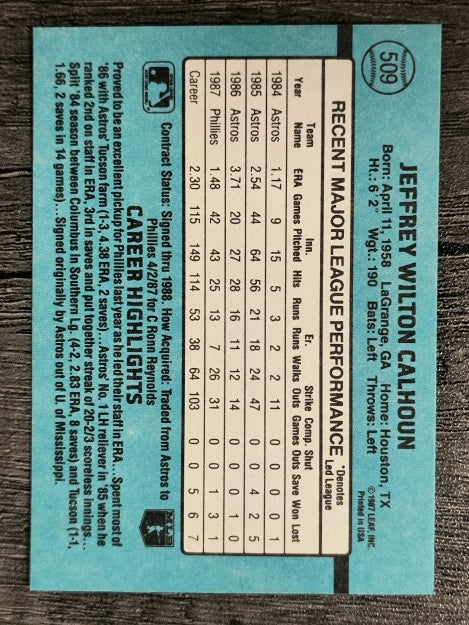 1988 Donruss #509 Jeff Calhoun