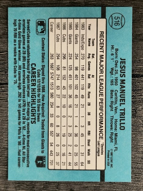 1988 Donruss #516 Manny Trillo