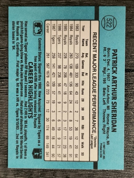 1988 Donruss #522 Pat Sheridan