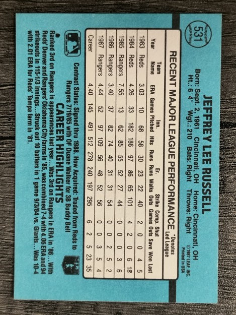 1988 Donruss #531 Jeff Russell