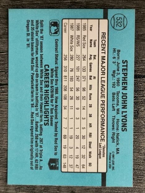 1988 Donruss #532 Steve Lyons