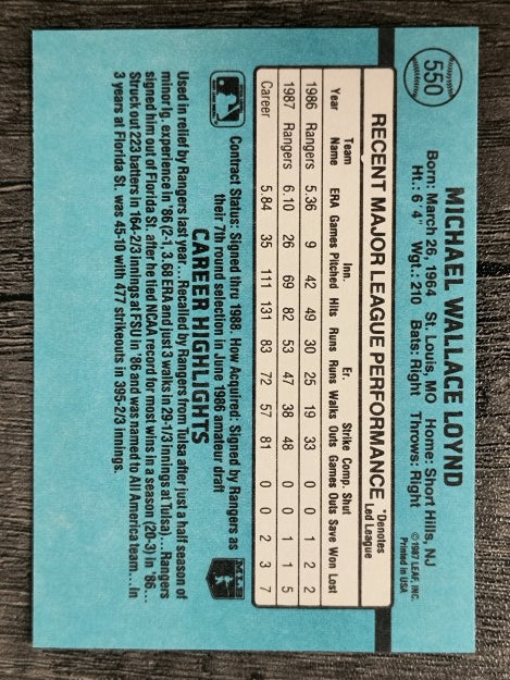 1988 Donruss #550 Mike Loynd