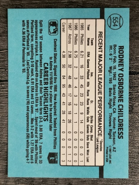 1988 Donruss #554 Rocky Childress