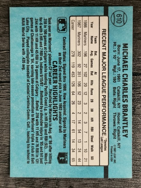 1988 Donruss #610 Mickey Brantley