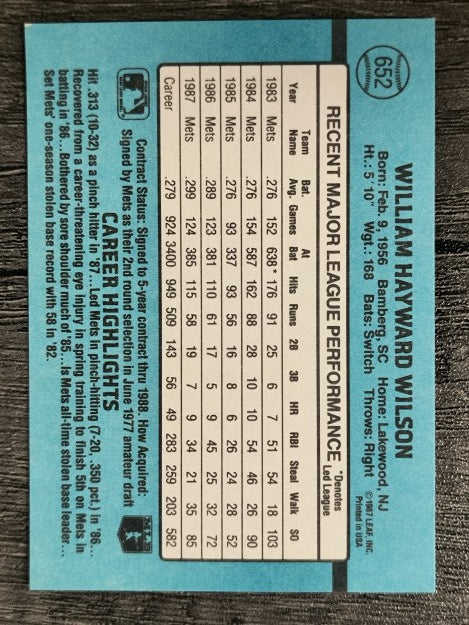 1988 Donruss #652 Mookie Wilson SP