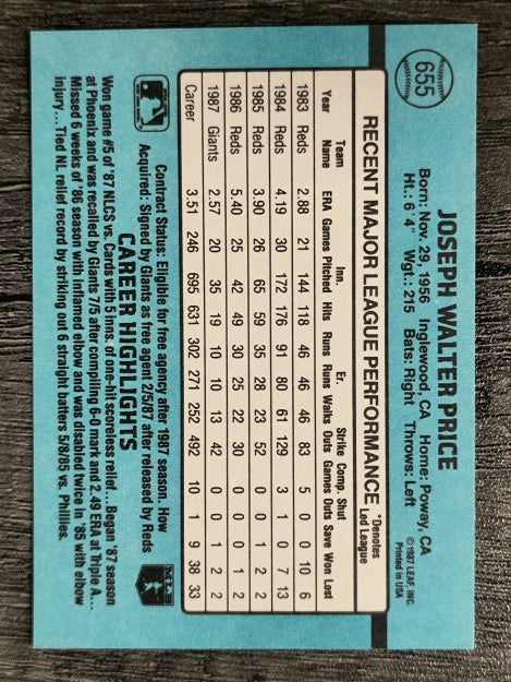 1988 Donruss #655 Joe Price SP