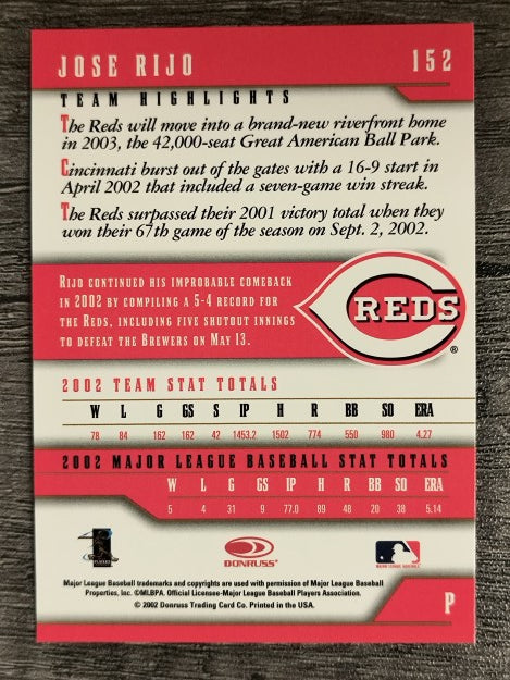 2003 Donruss Team Heroes #152 Jose Rijo