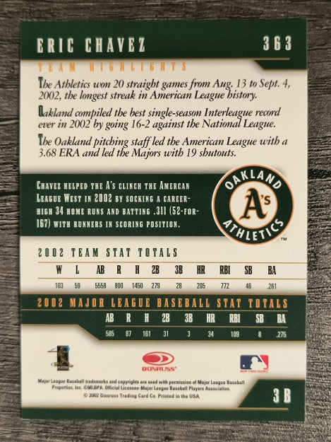 2003 Donruss Team Heroes #363 Eric Chavez