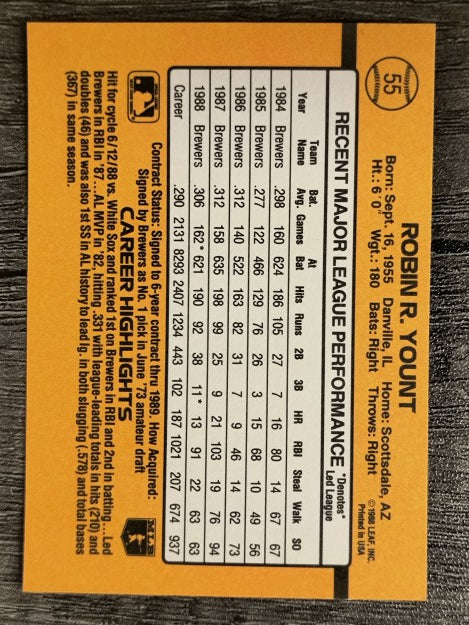 1989 Donruss #55 Robin Yount