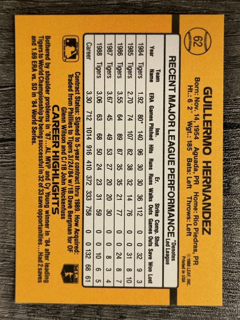 1989 Donruss #62 Guillermo Hernandez