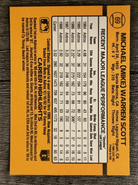 1989 Donruss #69 Mike Scott