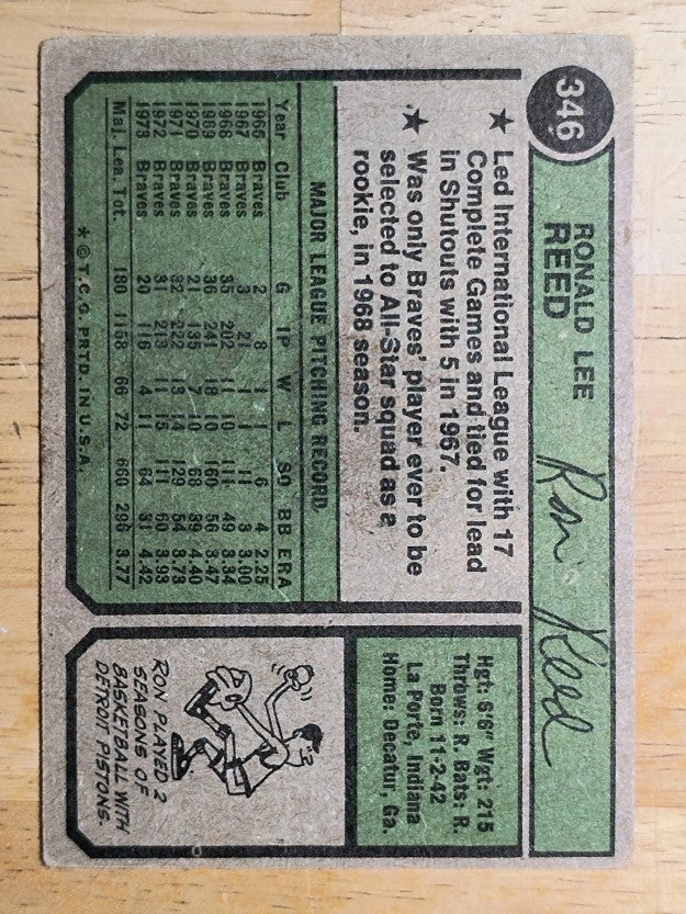 1974 Topps #346 Ron Reed (POOR)