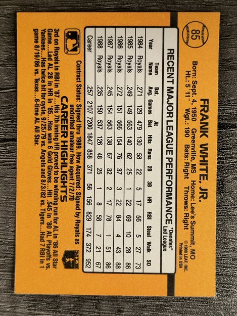 1989 Donruss #85 Frank White