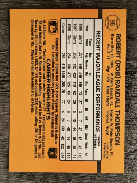 1989 Donruss #98 Robby Thompson